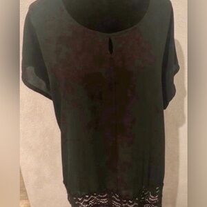 Elegant Black Lace Hem Women's Top (Size 2XL)
